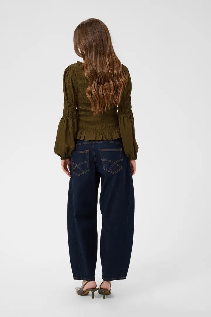 Henva blússa olive - Cream