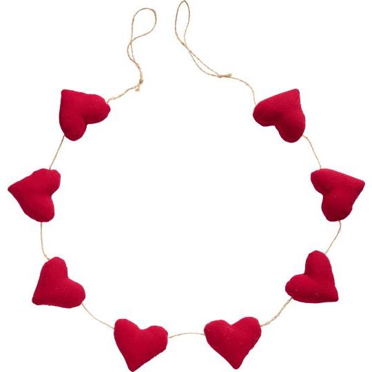 Hjörtu rauð á bandi skraut