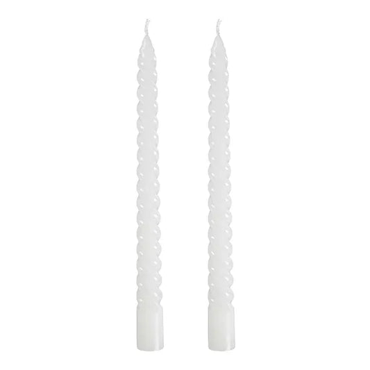 Snúin kerti hvít tvö saman í pakka