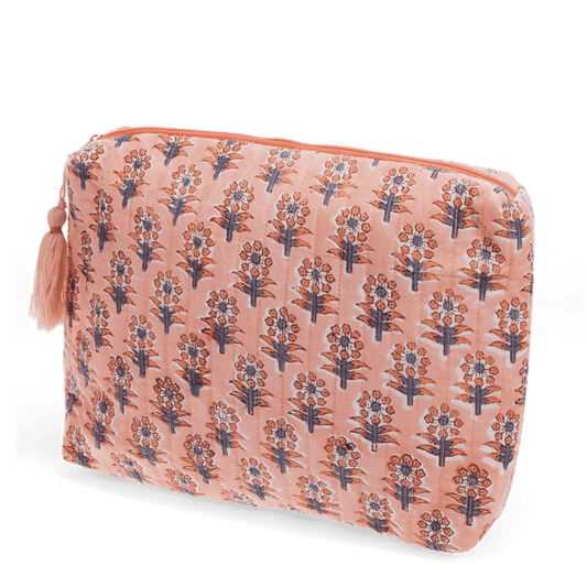 Snyrtitaska bleik/blóma stærri