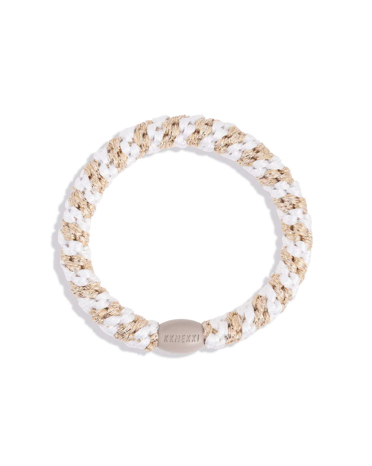 KKNEKKI hárteygja/armband breið - WHITE/BEIGE GLITTER