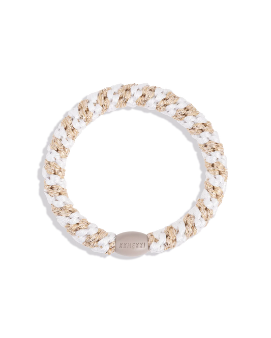 KKNEKKI hárteygja/armband breið - WHITE/BEIGE GLITTER