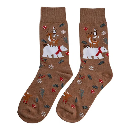 Jólasokkar dömu brúnir st. 37-41