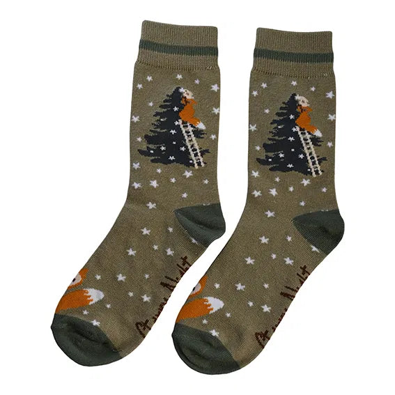 Jólasokkar dömu grænir/rebba stærð 37-41