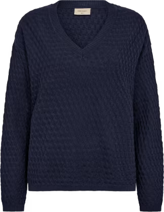 Dodo v-neck peysa dökkblár - Freequent