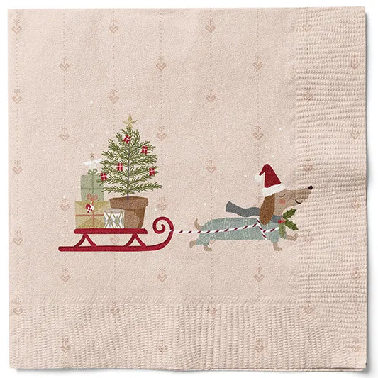 Jólaservéttur hundur með sleða