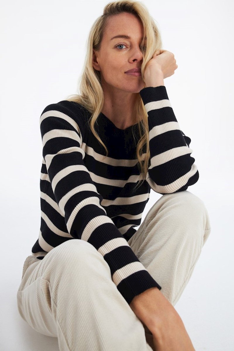 Rib peysa svört/brún - Red Button