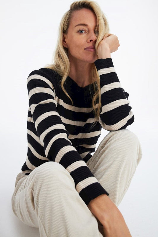 Rib peysa svört/brún - Red Button