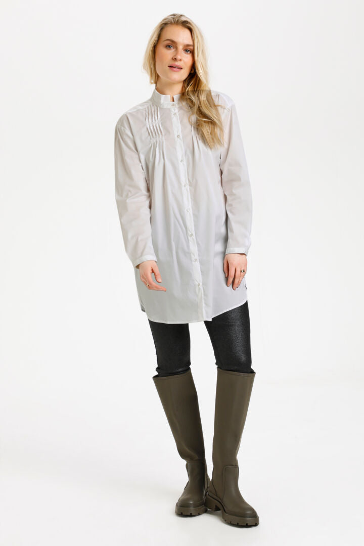 Leonara síð skyrta hvit - Cream