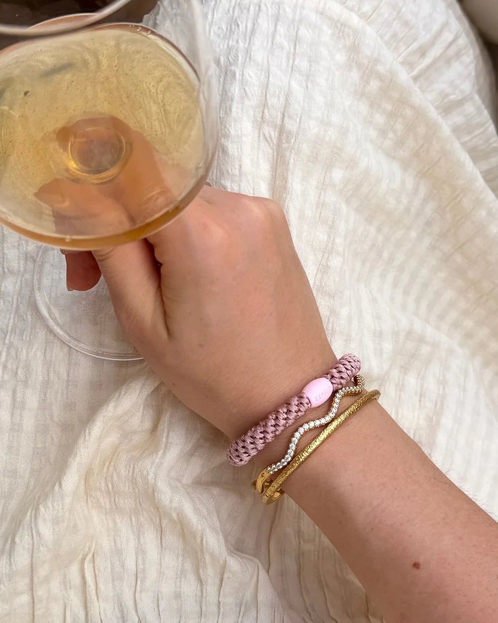 KKNEKKI hárteygja/armband breið - OLD PINK