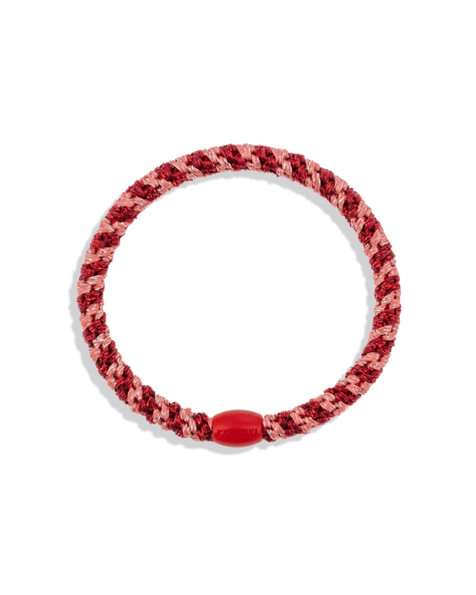 KKNEKKI hárteygja/armband mjó - CORAL BORDEAUX GLITTER STRIPE