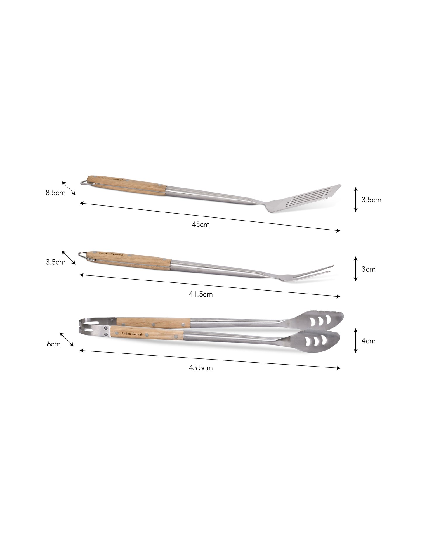 Grillsett - Stainless Steel & Oak Wood - Garden Trading