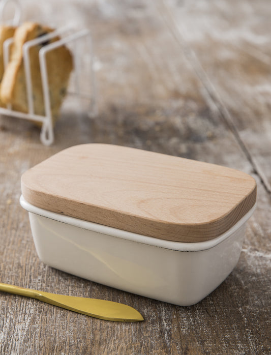 Enamel Smjör diskur hvítur - Garden Trading