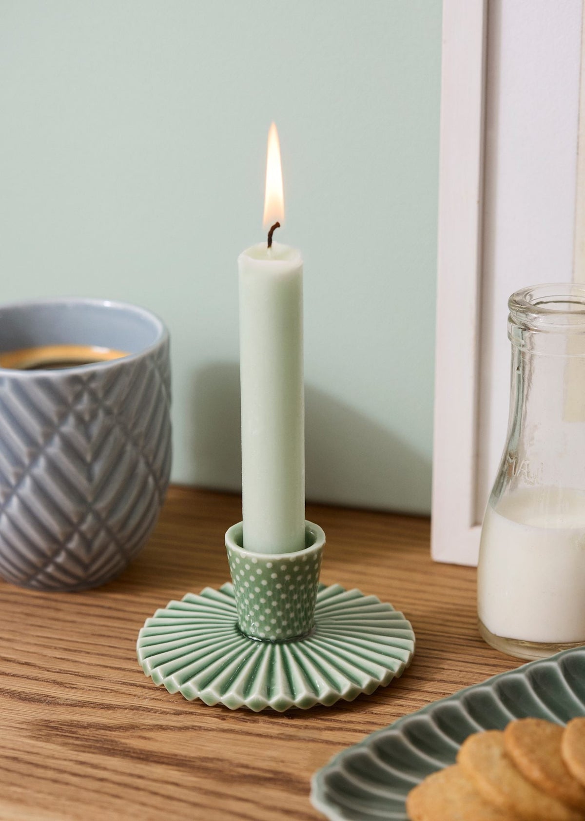Pipanella kertastjaki fan dot grænn