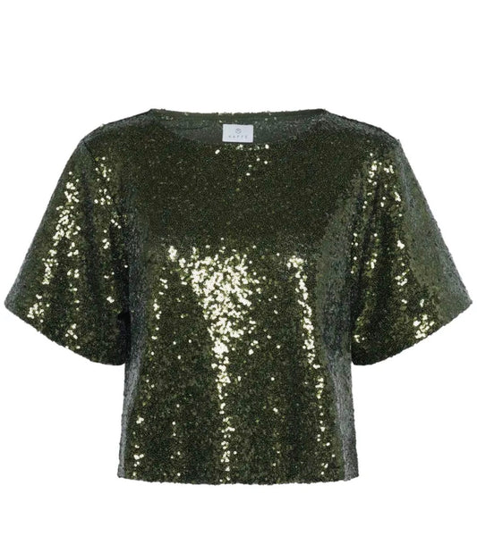 Miranda pallíettutoppur grænn