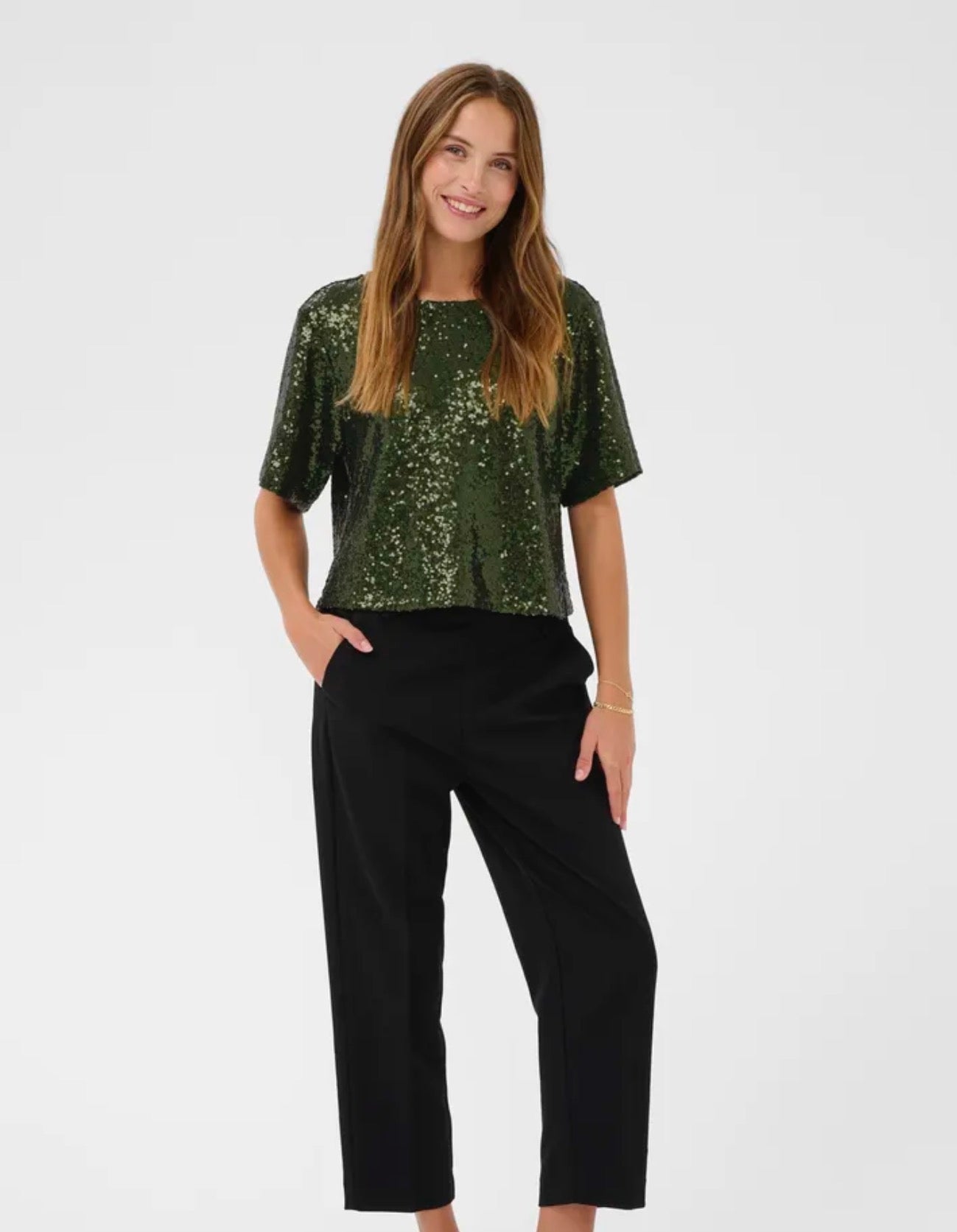 Miranda pallíettutoppur grænn