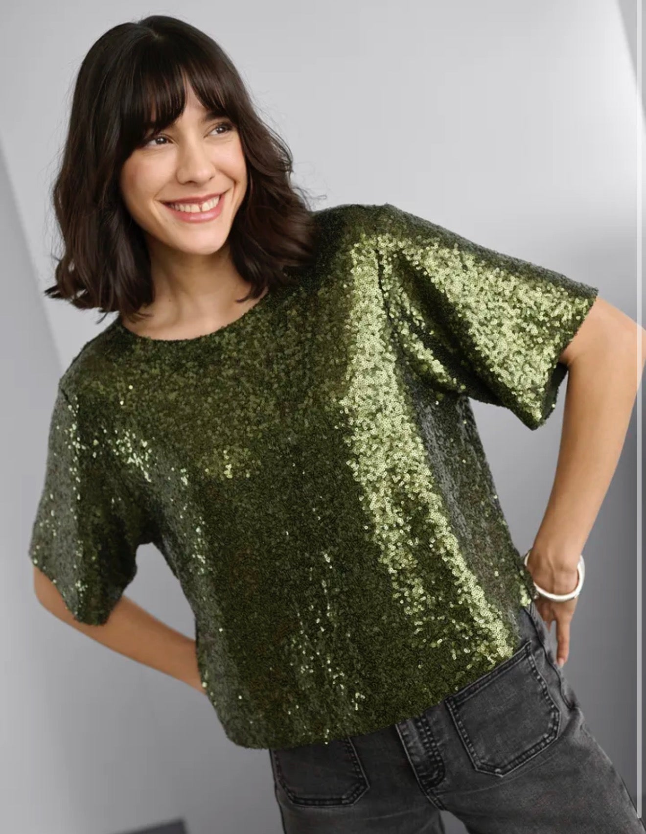 Miranda pallíettutoppur grænn