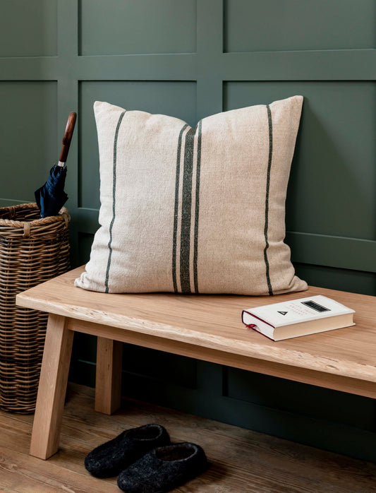 Windrush Stripe púði 60x60cm með fyllingu - Forest green