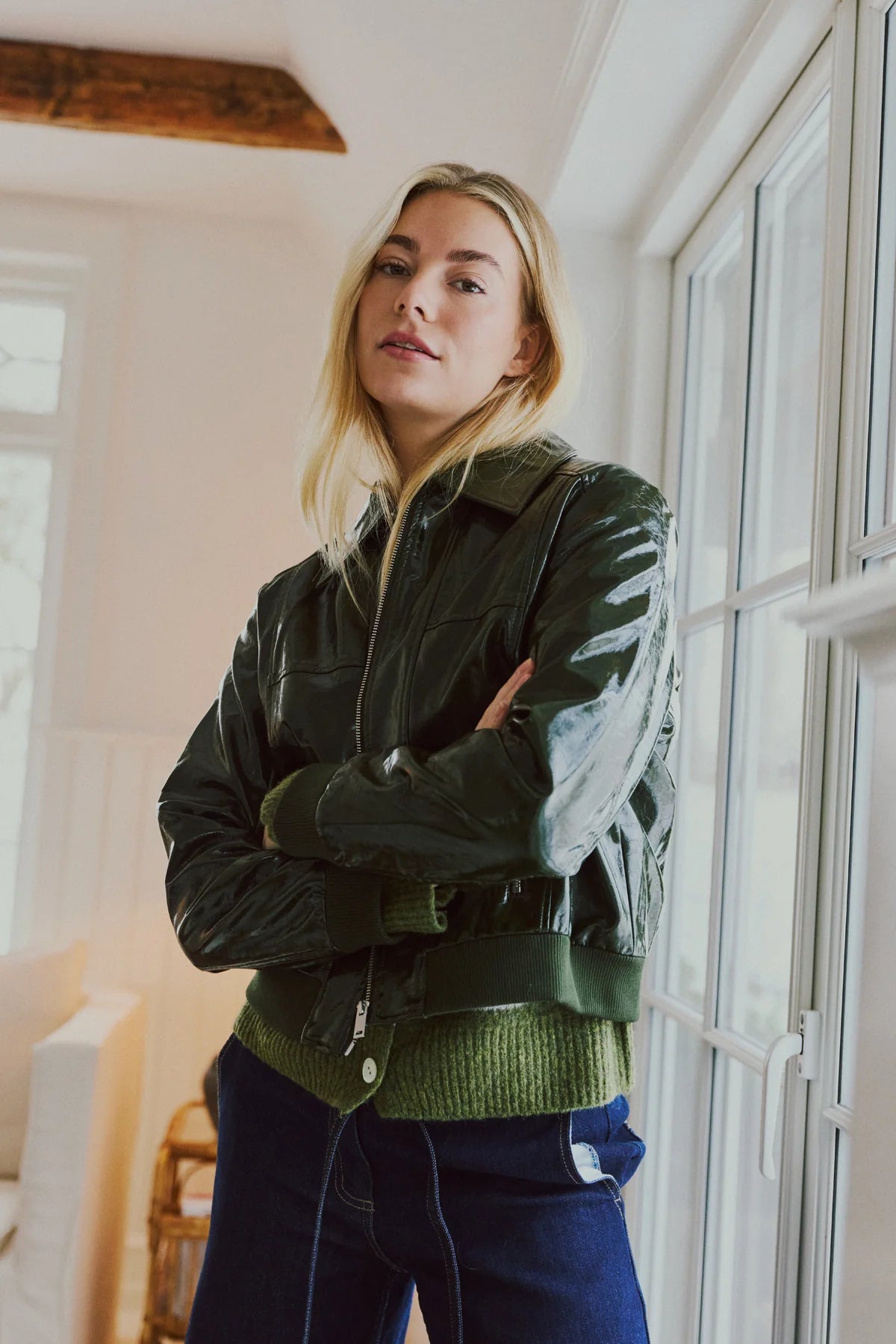 Janny pleður jakki grænn - Freequent