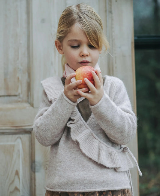 Ruffle cardigan peysa - peach lit