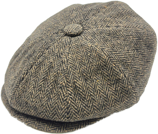 Classic Herringbone Newsboy Cap brúnn