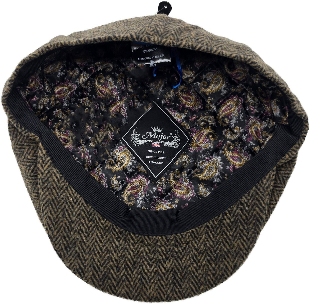 Classic Herringbone Newsboy Cap brúnn