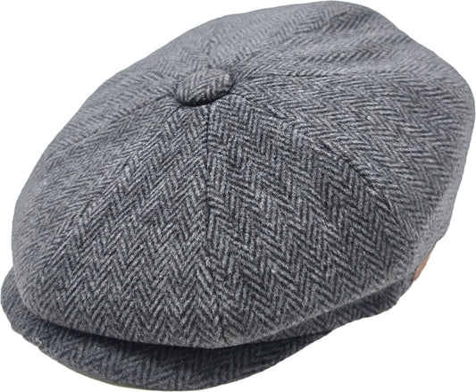 Classic Herringbone Newsboy Cap grár
