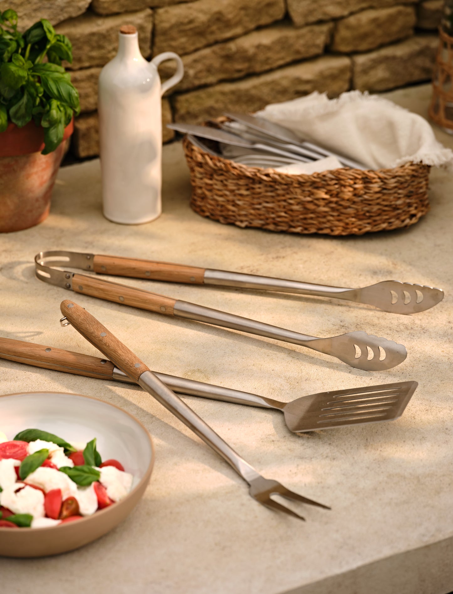 Grillsett - Stainless Steel & Oak Wood - Garden Trading