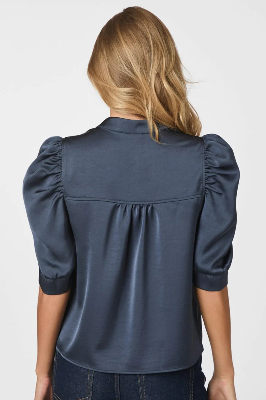 Roella Heavy Sateen Blouse dökkblá - Neo Noir