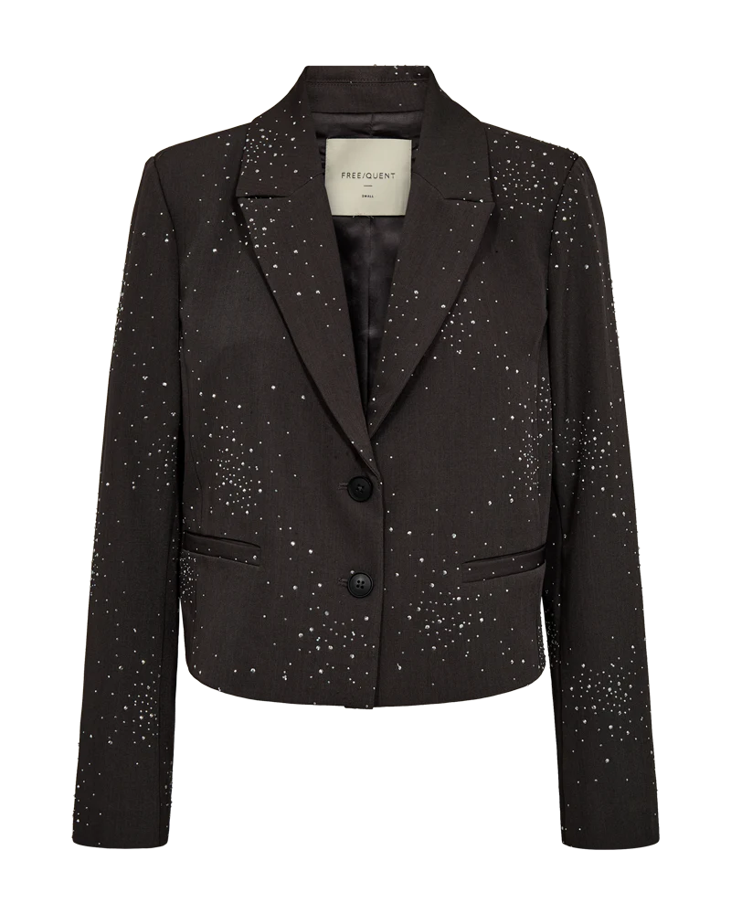 Isabell stuttur blazer grár m/steinum - Freequent