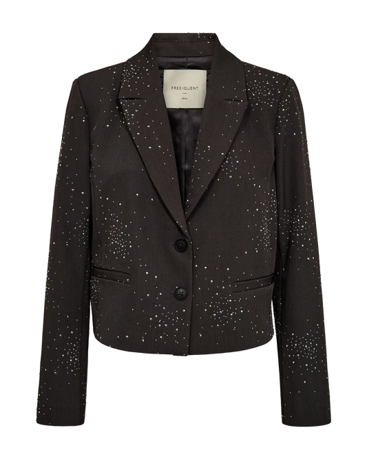 Isabell stuttur blazer grár m/steinum - Freequent